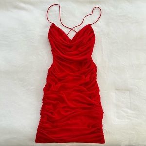 Ruched red dress